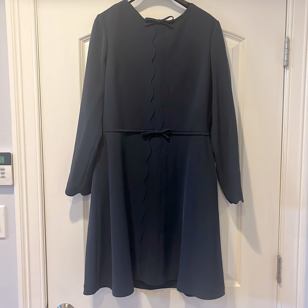 Ted Baker Navy Bow Skater Dress with Rose Gold Zipper size 4 (10-12)